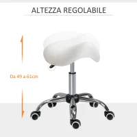 HOMCOM Sgabello da Lavoro a Sella con Ruote e Altezza Regolabile per Negozi Parrucchiere e Tattoo, 52x53x49-61cm Beige(m-4)
