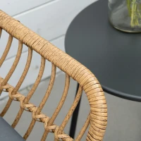 Outsunny Ensemble Bistro de Jardin 2 Places 3 pièces Style Exotique 2 fauteuils + Table Basse résine tressée Beige Acier époxy Gris(m-9)