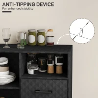 HOMCOM Sideboard with Adjustable Shelf, Freestanding Sideboard Storage Cabinet with Open Compartment and 2 Drawers, Black(m-6)