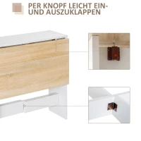 HOMCOM Klapptisch, Esstisch mit klappbarer Arbeitsplatte, Schreibtisch, Arbeitsstation, Beistelltisch, Spanplatte, Eiche, Weiß, 103 x 76 x 73,5  cm(m-4)
