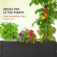 Outsunny Fioriera da Giardino con Foro di Drenaggio e Rotelle, in Legno di Abete, 89x48x47 cm, Nera(m-4)