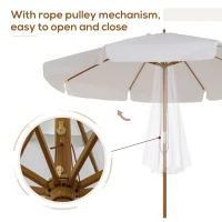Outsunny 3.3m Elegant Wooden Parasol - Cream(m-5)