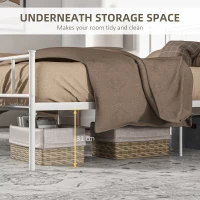 HOMCOM King Bed Frame, Metal Bed Base with Headboard and Footboard, Metal Slat Support and 31cm Underbed Storage Space(m-4)