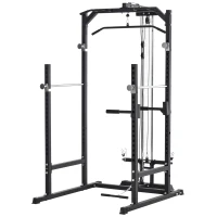 HOMCOM Stazione Fitness Multifunzione Power Tower per Palestra in Casa e Ufficio 155x118x220cm Nero(m-10)