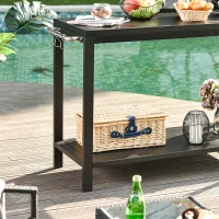 HOMCOM Desserte de Jardin en Acier Desserte pour plancha Chariot de Service à roulettes Desserte extérieure à roulettes avec plan de travail dim. 135L x 46l x 86H cm Noir(m-8)
