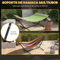 Outsunny Soporte para Hamacas con Rueda 2 Ganchos Ajustables en 6 Niveles y Bolsa de Transporte Carga 220 kg 290x120x115 cm Negro(m-5)