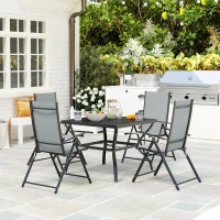 Outsunny Five-Piece Steel Frame Patio Set - Grey/Black(m-10)