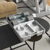 SPORTNOW Set de 2 haltères ensemble musculation 4 disques poids réglables et boîte de rangement gym fitness 2 x 10 kg gris(m-2)