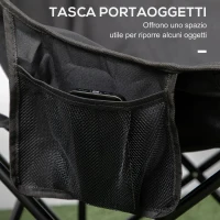 Outsunny Sedia da Campeggio Pieghevole in Tessuto Oxford con Tasca Laterale e Borsa da Viaggio, 61x54x66 cm(m-5)