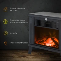 HOMCOM Chimenea decorativa con Efecto de Llama y Protección contra Sobrecalentamiento para Salas 13-18 m² 34x17x31 cm Negro(m-6)
