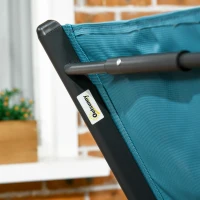 Outsunny Bain de soleil transat en aluminium et textilène avec roulettes et repose-tête dossier inclinable bleu(m-7)