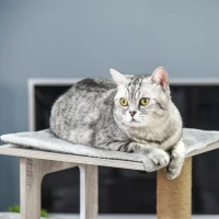 PawHut Árbol Rascador para Gatos 67x38,5x114 cm Torre de Escalada de Gatos con Cueva de Madera Múltiples Plataformas y Postes de Rascar de Yute Juego y Descanso Gris(m-8)