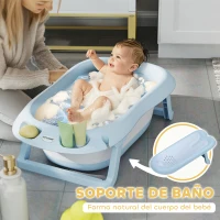 AIYAPLAY Bañera Plegable Bebé con Soporte con Orificio de Drenaje y Agujero de Ducha 83x48x23,5 cm Azul Claro(m-5)