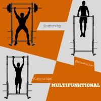 HOMCOM Kraftstation Hantelbank mit Klimmzugstange 140 x 171 x 228cm Stahl Schwarz(m-5)