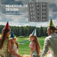 Outsunny Outdoor-Teppich, wasserdicht, doppelseitiges Design, hochwertige Kunststofffaser, schwarz+grau, 182 x 274cm(m-6)