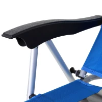 Outsunny Folding Camping Chair, Patio Armchair, 3-Position Adjustable Recliner Reclining Seat with Pillow for Outdoor Garden - Blue(m-9)