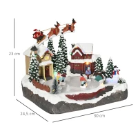 HOMCOM Weihnachtsdeko, Weihnachtsdorf, 13 bunte LEDs, bewegliche Schlittschuhläufer, 30 x 24,5 x 23cm(m-3)