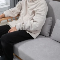 HOMCOM Sofa Relaxsofa 2-Sitzersofa, inkl. 2 Kissen, Samtoptik, Kautschukholz,  130 cm x 75 cm x 78 cm, Grau + Natur(m-7)