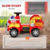 AIYAPLAY Ride On Fire Truck, 12V Kids Electric Car with Siren, Flashing Lights, Firefighting Tools, Music, Horn, Slow Start, Red(m-6)
