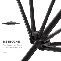 Outsunny Ombrellone da Giardino 3x2.5 m Inclinabile, con Manovella, in Metallo e Poliestere Grigio Scuro(m-7)