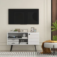 HOMCOM Duo Storage TV Unit, with Striped Door - White(m-10)