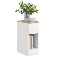 HOMCOM Comodino Moderno con Cassetto e Ripiano in Legno, 20x30x50 cm, Bianco(m-1)