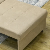 HOMCOM Poltrona Letto in Tessuto Effetto Velluto Marrone Chiaro con 2 Cuscini e Spazio Portaoggetti, 100x98x88 cm(m-8)