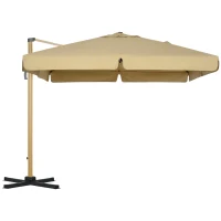 Outsunny Sonnenschirm, Ampelschirm, neigbar, höhenverstellbar, mit Schutzhülle, khaki, 2,95 x 2,95 x 2,75 m(m-10)