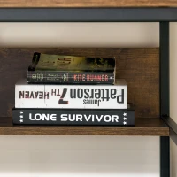 HOMCOM Computer Desk with Storage, 120 x 60cm Home Office Desk with 2 Shelves and Steel Frame, Writing Table for Living Room, Study, Rustic Brown(m-8)