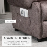 HOMCOM Poltrona Relax Reclinabile Manualmente in Tessuto con Imbottitura Extra, Marrone(m-5)