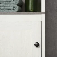 kleankin Tall Bathroom Storage Cabinet, Freestanding Tower Cabinet with 3 Open Shelves and Adjustable Shelf, Antique White(m-7)