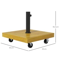 Outsunny Pied de parasol carré - base de lestage poids net 25kg en métal avec 4 roulettes - dim. 45L x 45l x 36,5H cm(m-3)