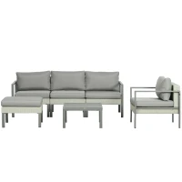 Outsunny Six-Piece Rattan Garden Sofa Set - Light Grey(m-11)