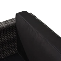 Outsunny 3 Pieces Rattan Bistro Set, Wicker Garden Furniture Set with Glass Top Coffee Table and Chairs, Thickened Washable Cushions for Outdoor, Patio, Balcony, Grey(m-8)