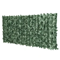 Outsunny 1-Piece Artificial Leaf Hedge Screen Privacy Fence Panel for Garden Outdoor Indoor Decor, Dark Green, 2.4M x 1M(m-12)