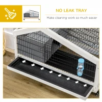PawHut Rabbit Hutch, Wheeled Rabbit Cage w/ Water Bottle, Plastic Slide-Out Tray - Grey(m-6)