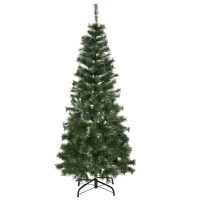 HOMCOM Árbol de Navidad Artificial 150 cm Ignífugo con 367 Ramas Hojas de PVC Decoración Navideña para Interiores Verde(m-10)