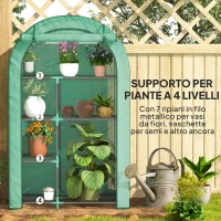 Outsunny Serra a Parete a 4 Livelli con Porta a Cerniera, in Acciaio e PE, 100x45x160 cm, Verde(m-5)