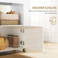 HOMCOM Küchenwagen, Rollbare Kücheninsel, Küchen-Trolley mit Fächern, Weinregalen, Schrank und Arbeitsfläche, Weiß(m-6)