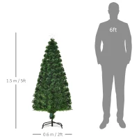 HOMCOM 5FT Pre-Lit Artificial Christmas Tree w/ Lights Star Topper Metal Base Home Seasonal Decoration(m-3)
