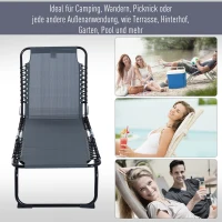 Outsunny Sonnenliege klappbar Gartenliege, Liegestuhl mit 4-Fach verstellbare Rückenlehne, wetterfeste Campingliege bis 120 kg belastbar, für Garten Strand Pool, Grau(m-7)