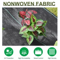 Outsunny 2m x 50m Weed Control Membrane, Heavy Duty Weed Control Barrier Fabric, 90gsm Ground Cover for Patios, Garden, Flower beds, Landscaping(m-4)