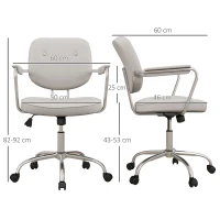 Vinsetto Bürostuhl Schreibtischstuhl, höhenverstellbar, Neigungsfunktion, 60 cm x 60 cm x 92 cm, Creme(m-3)