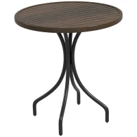 Outsunny Φ66cm Galvanised Steel Garden Table - Brown(m-11)
