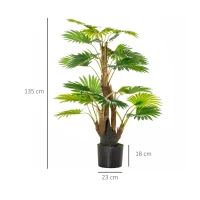 HOMCOM 2 Pack Artificial Plant Palm Tree in Pot, Fake Plants for Home Indoor Outdoor Decor, 135cm, Green(m-3)