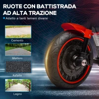 HOMCOM Moto Elettrica per Bambini 18-36 Mesi con Rotelle e Fanale, 76x42x57 cm, Rosso e Nero(m-6)