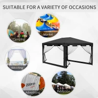 Outsunny 4 x 3 m Party Tent Wedding Gazebo Outdoor Waterproof PE Canopy Shade with Panel(m-7)