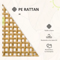 Outsunny Juego de 3 Piezas Sillas y Mesa de Ratán con 2 Sillas 1 Mesa de Centro y Cojines para Terraza Patio Natural(m-6)