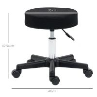 HOMCOM Hydraulic Swivel Salon Spa Stool Height Adjustable Facial Massage Tattoo with 3 Changeable Seat Covers, Black(m-3)