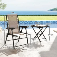 Outsunny Three-Piece Garden Table and Chair Set - Khaki(m-3)